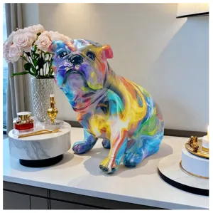 Colorful resin French bulldog statue home decor ornament living room TV cabinet desk
