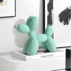 Escultura de perro globo de resina verde menta minimalista moderna decoración hogar.