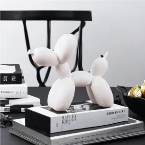 Escultura moderna de perro globo de resina blanca, elegante adorno artístico de decoración para salón.