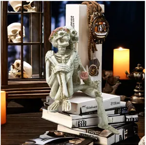 Halloween skeleton couple figurine resin spooky desktop decoration for holiday party and haunted house