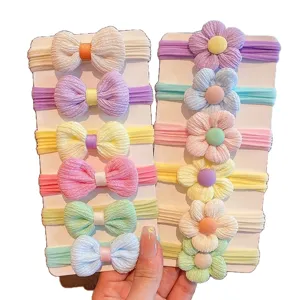 Children hair ties set cute bow flower elastic hair ropes for girls daily hair accessories