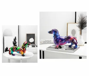 Colorful resin dachshund dog figurine home desktop decoration art craft ornament display item