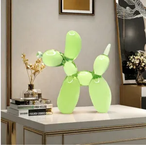 Translucent green balloon dog resin figurine home decor modern luxury living room table ornament