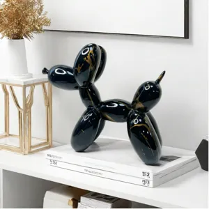Nordic balloon dog sculpture resin black gold graffiti home decor desktop ornament detail display