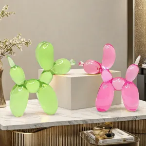 Modern Minimalist Resin Balloon Dog Figurine Translucent Animal Sculpture For Home Decor Living Room Office Desk Ornament