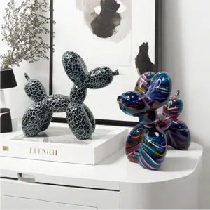 Resin balloon dog sculpture home decor modern creative graffiti desktop ornament set