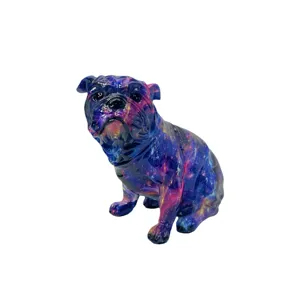 Creative colorful resin French bulldog figurine, modern home decor ornament for living room desk.