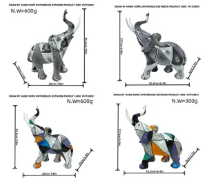 Figurine éléphant en résine décorative au motif géométrique, décoration d'intérieur.