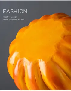 Close up detail view of creative resin pumpkin ornament texture, modern home decor prop