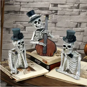 Halloween skull resin figurine spooky gothic home decor scary party prop sculpture