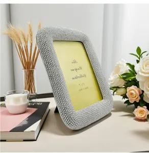 Silver beaded picture frame 5x7 resin decorative photo frame for home desk interior decor.