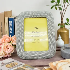 Silver beaded photo frame 5x7 inch resin picture frame for home desk decor display