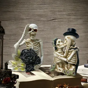 Halloween cartoon skeleton figurine resin ornament spooky party home decor scary gift
