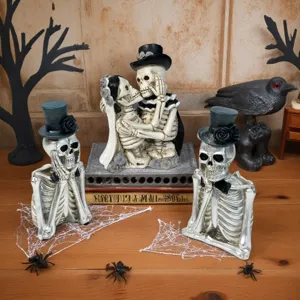 Halloween resin skeleton couple statue gothic desktop decoration party ornament spooky decor