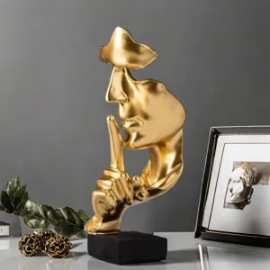 European style gold silence is gold abstract character resin sculpture desktop ornament for home office decor