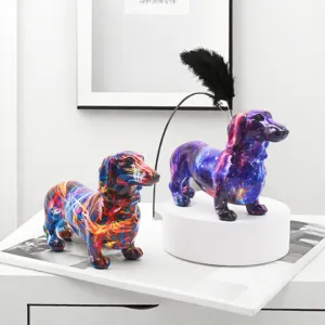 Colorful resin dachshund dog figurine home office desktop decoration art craft gift