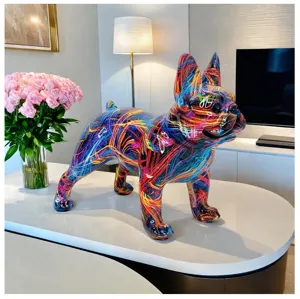Modern minimalist transfer-printed bulldog ornament resin craft creative gift housewarming decor item.