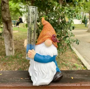 Resin gnome rain gauge outdoor garden decorative ornament cute yard measuring tube cute statue