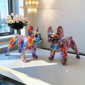 Modern minimalist graffiti bulldog resin ornament decorative sculpture home decor gift item