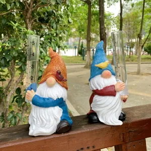 Resin garden gnome rain gauge outdoor yard decorative statues cute yard art ornaments