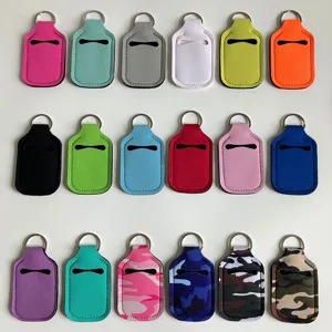 Cubierta de Botella de Perfume Portátil de Neopreno Soporte para Pintalabios Funda de Botella de Desinfectante de Manos Con Llavero Bolsa de Almacenamiento de Viaje Portátil