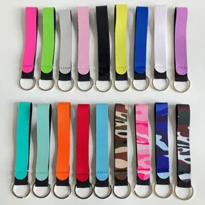 Outdoor Portable Diving Material Fabric Keychain Wrist Strap Lanyard With Metal Ring For Keys Lipstick Holder