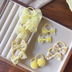 Set elastici capelli bambini, fiocchi morbidi, elastico resistente per acconciatura quotidiana bambine.
