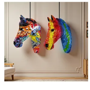 Scultura da parete testa di cavallo 3D decorazione soggiorno lusso ornamento regalo