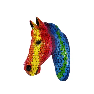 Scultura da parete testa di cavallo mosaico colorato decorazione d'interni regalo