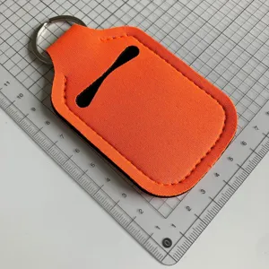 Llavero de botella de neopreno naranja funda desinfectante de manos portátil viaje.