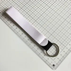White elastic wristlet keychain portable strap key ring lanyard for outdoor daily use.