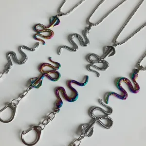Punk Metal Kobra Schlüsselanhänger Anhänger Legierung Kreative Tier Schlüsselring Silber Bunt Herren Schmuck