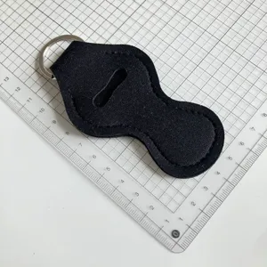Etui porte-rouge à lèvres en néoprène noir porte-clés sac portable pour baume à lèvres