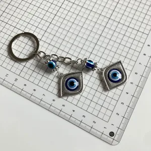 Evil eye keychain Turkish blue eye metal keyring amulet lucky charm bag backpack accessory