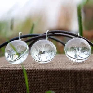 Handcrafted glass ball dandelion seed necklace natural wishing bottle pendant forest style jewelry