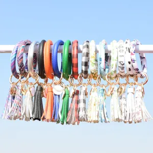 Portachiavi in Pelle PU Bracciale Polsino Nappa Accessori Anello Chiave per Donne
