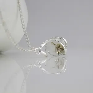 Dandelion glass ball necklace silver chain dried flower plant jewelry for women gift chic