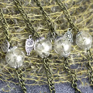 Bracciale con ciondolo in vetro tarassaco bronzo vintage stile foresta gioielli bottiglia