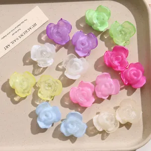 Ice Clear Rose Flower Acrylic Charms Translucent DIY Jewelry Making Accessories For Earrings Keychains Crafts