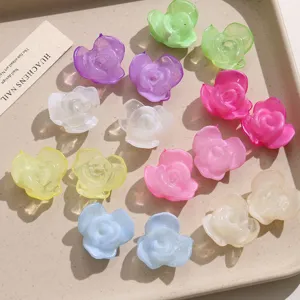 Translucent acrylic rose flower charms for DIY jewelry making, cute colorful earring pendants.