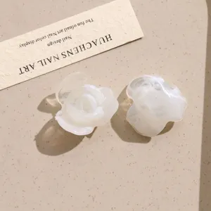 Translucent rose acrylic charms for DIY jewelry making, cute flower shape crafting accessories.