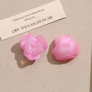 Pink translucent acrylic rose flower charm detail for DIY jewelry making and craft accessories