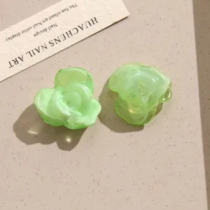 Translucent green rose acrylic charms for DIY jewelry making, earrings, and keychain accessories.