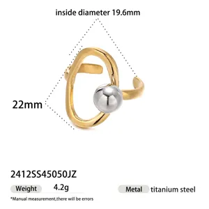 Zweifarbiger geometrischer offener Ring aus Edelstahl für Damen, stilvoller Schmuck.