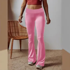 Damen Einfarbig Hohe Taille Schlaghosen Freizeit Mode Lange Hosen Herbst Neuer Stil