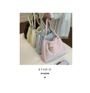 Stylish large capacity women tote bag korean style casual shoulder bag retro underarm bag
