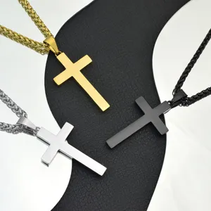 Set collana con ciondolo a croce in acciaio inossidabile, gioielli minimalisti.