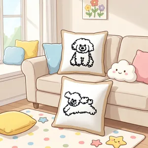 Nordic minimalist cute curly hair dog pattern decorative pillowcase for living room sofa