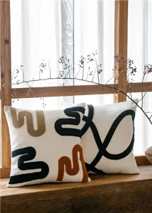 Moderne minimalistische Kissenhülle mit Tufting, abstrakter Boho Sofakissen Bezug, Deko.