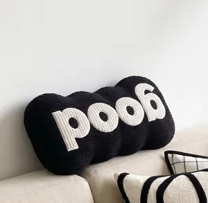 Long shaped letter decorative sofa cushion with pillow core for living room couch.